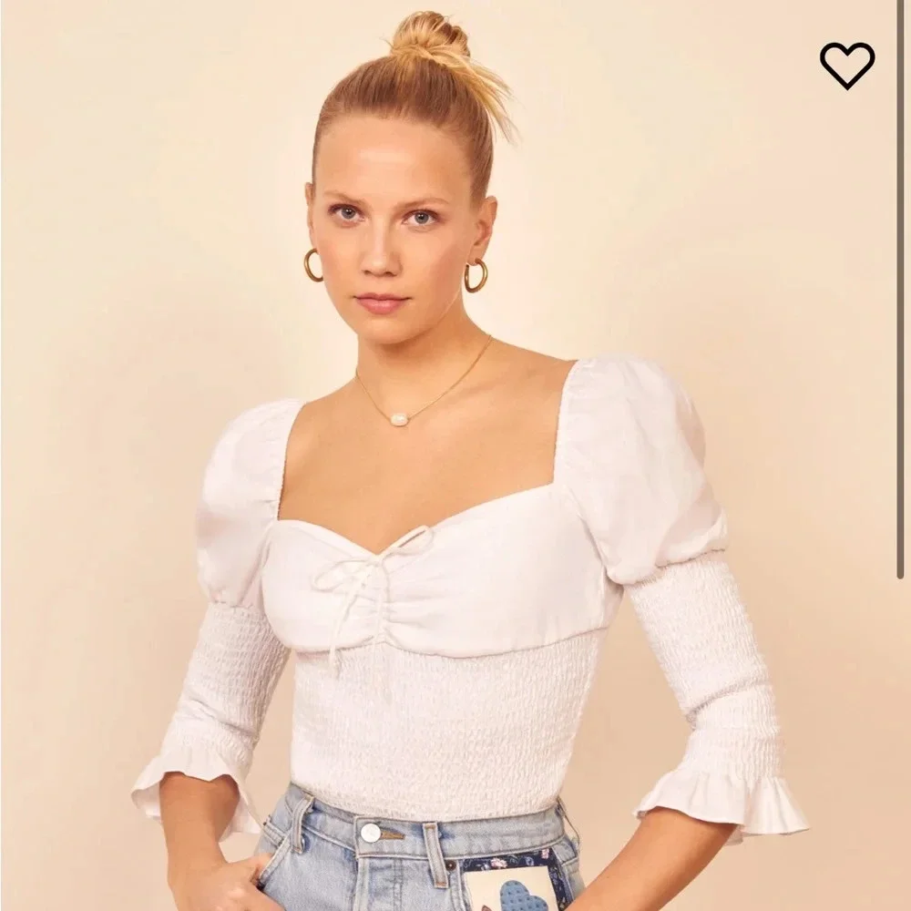 NWT Reformation Linen Haven Top in White